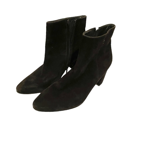 Paul Green Black Suede Booties Ankle Boots Side Zip Size 6 1/2 EU/9 US - Picture 1 of 10